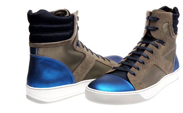 , , Lanvin, Lanvin Metallic Blue High Tops