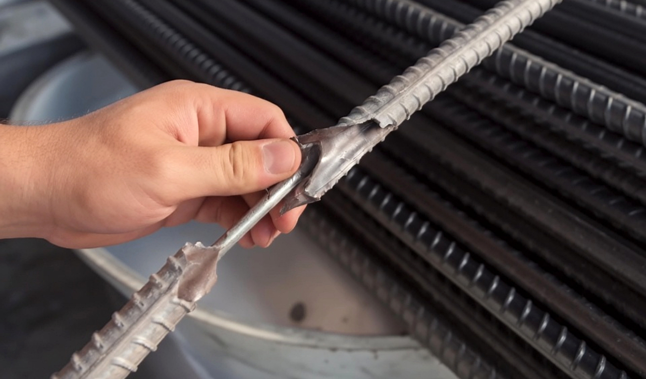 Технолог показал китайскую арматуру. Металл рассыпается даже под силой руки