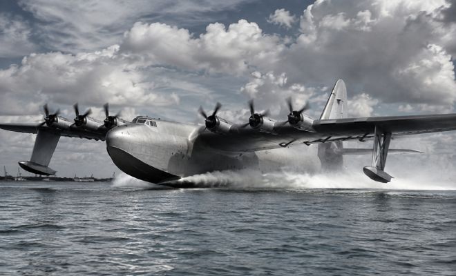 Иллюстрация, созданная ИИ на основе реального прототипа H-4 Hercules