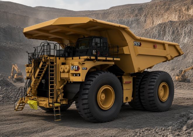 Иллюстрация, созданная ИИ на основе реального прототипа&nbsp;Caterpillar 797F