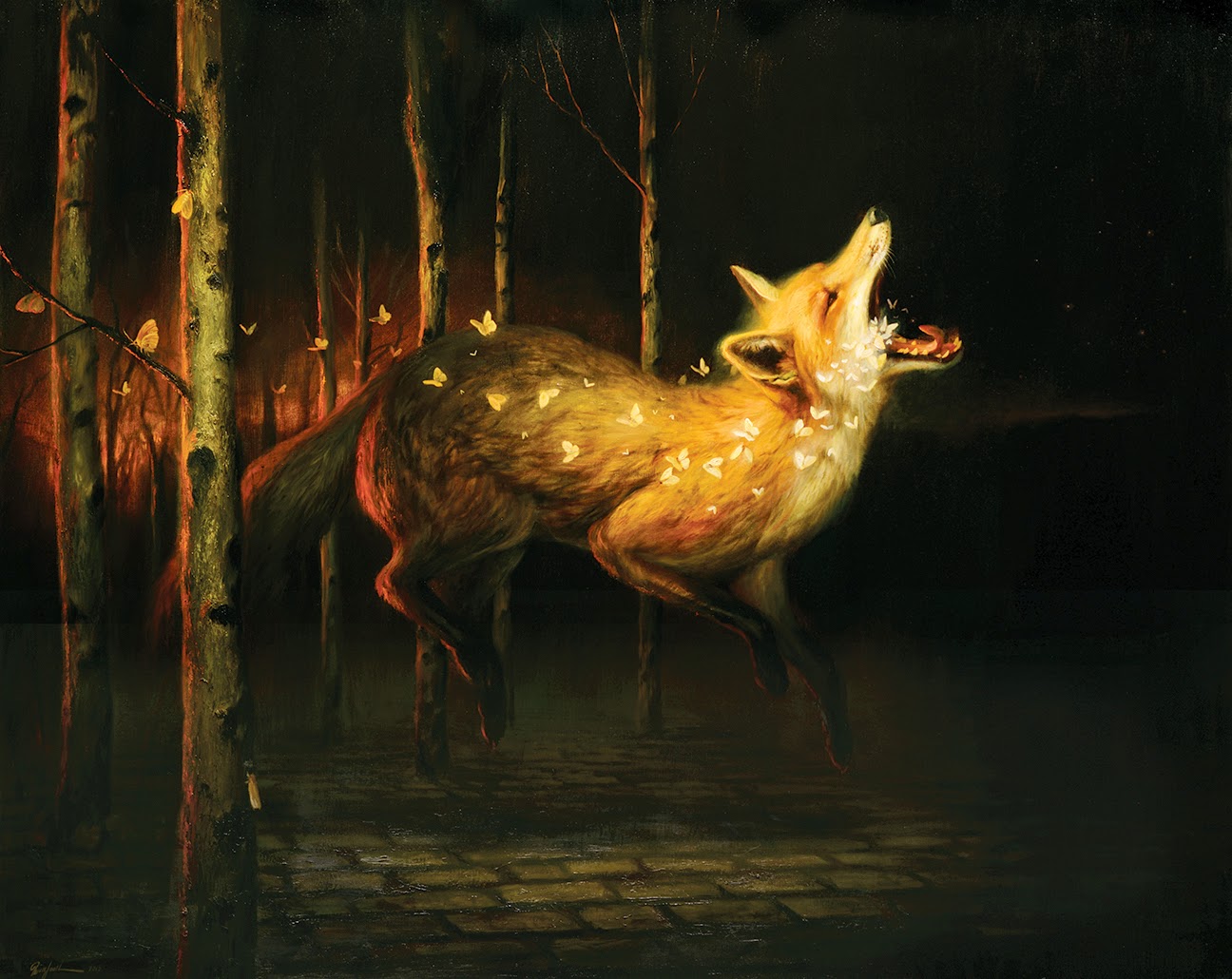 Крик лисы ночью. Мартин Витвус (Мартин Виттфут) картины. Художник Martin Wittfooth. Картины пейзажи Мартин Виттфут. Мир сюрреализма в картинах Мартина Виттфута..